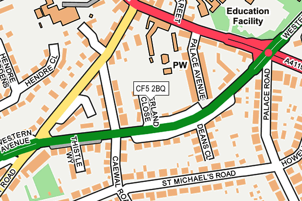 CF5 2BQ map - OS OpenMap – Local (Ordnance Survey)