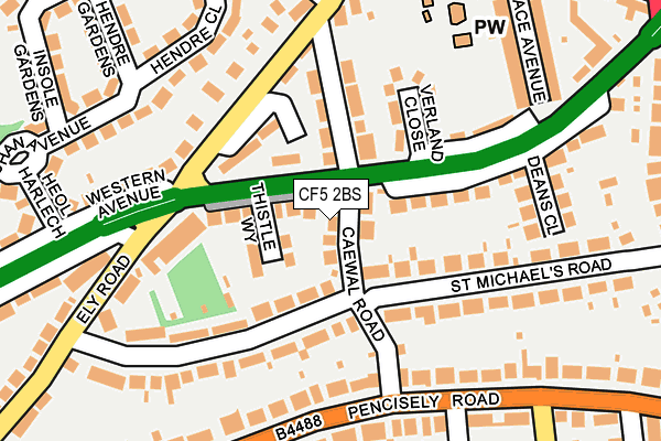 CF5 2BS map - OS OpenMap – Local (Ordnance Survey)