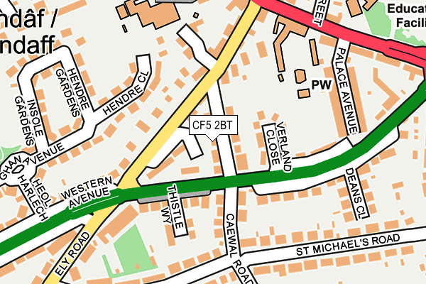 CF5 2BT map - OS OpenMap – Local (Ordnance Survey)