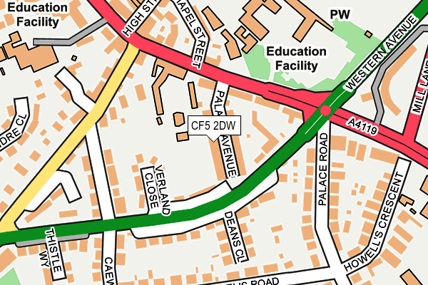 CF5 2DW map - OS OpenMap – Local (Ordnance Survey)