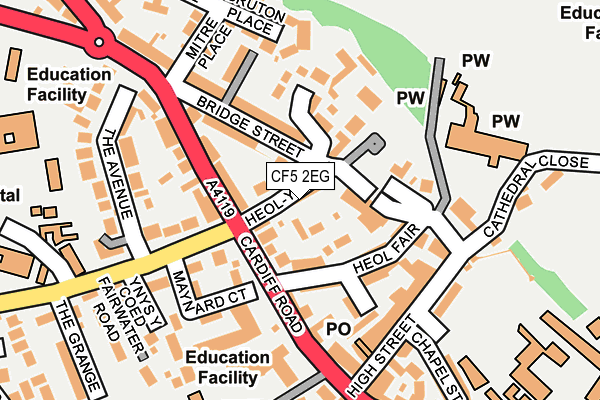 CF5 2EG map - OS OpenMap – Local (Ordnance Survey)