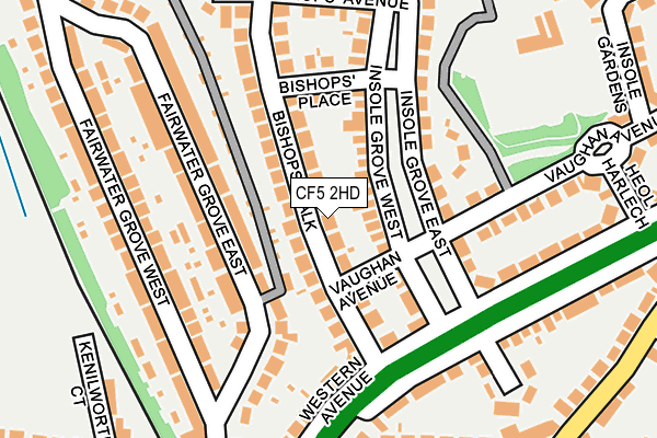 CF5 2HD map - OS OpenMap – Local (Ordnance Survey)