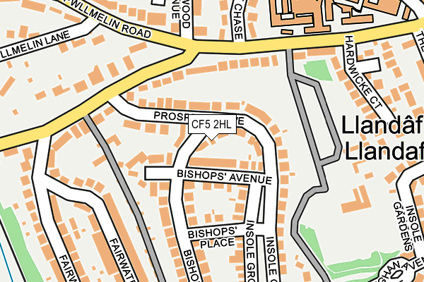 CF5 2HL map - OS OpenMap – Local (Ordnance Survey)