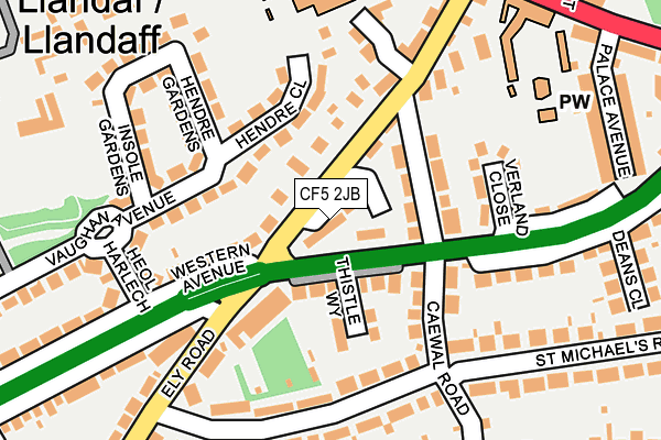 CF5 2JB map - OS OpenMap – Local (Ordnance Survey)