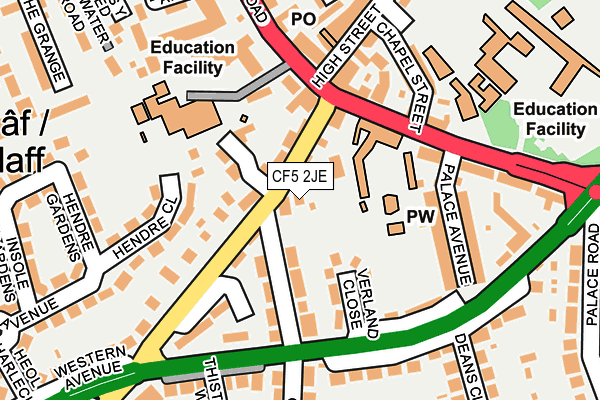 CF5 2JE map - OS OpenMap – Local (Ordnance Survey)