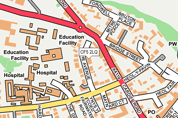 CF5 2LQ map - OS OpenMap – Local (Ordnance Survey)