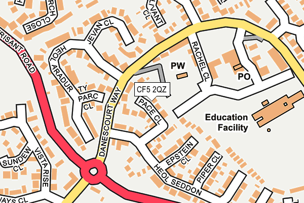 CF5 2QZ map - OS OpenMap – Local (Ordnance Survey)