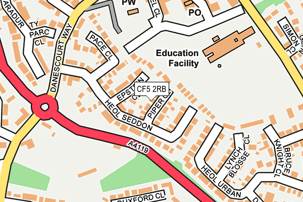 CF5 2RB map - OS OpenMap – Local (Ordnance Survey)