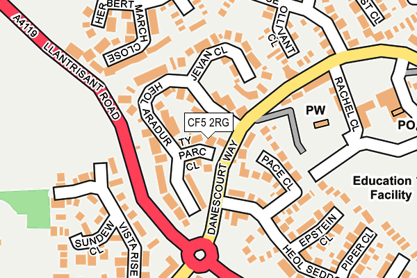 CF5 2RG map - OS OpenMap – Local (Ordnance Survey)