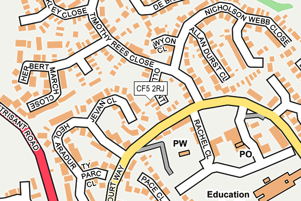 CF5 2RJ map - OS OpenMap – Local (Ordnance Survey)