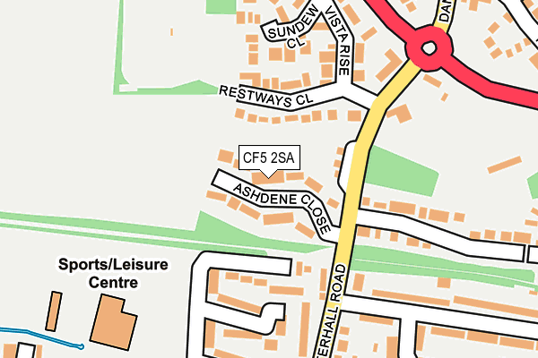 CF5 2SA map - OS OpenMap – Local (Ordnance Survey)