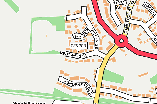 CF5 2SB map - OS OpenMap – Local (Ordnance Survey)