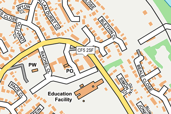 CF5 2SF map - OS OpenMap – Local (Ordnance Survey)