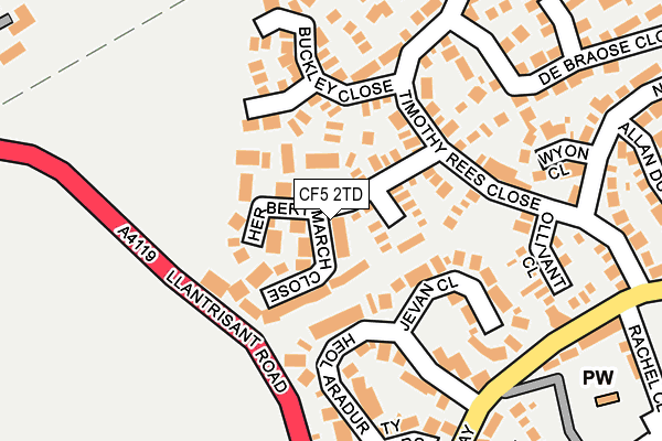 CF5 2TD map - OS OpenMap – Local (Ordnance Survey)