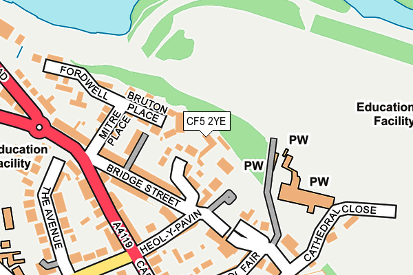 CF5 2YE map - OS OpenMap – Local (Ordnance Survey)