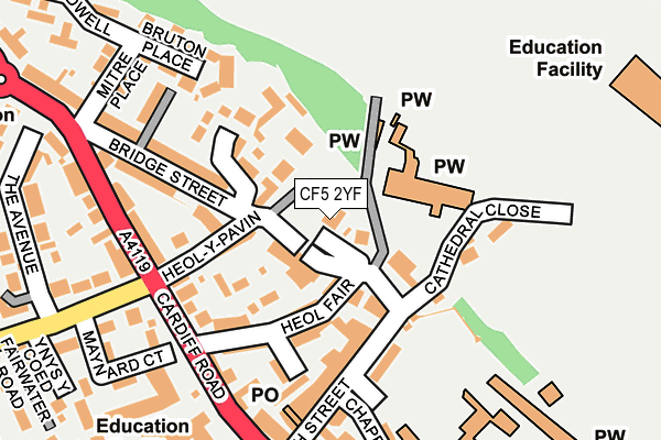 CF5 2YF map - OS OpenMap – Local (Ordnance Survey)