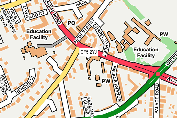 CF5 2YJ map - OS OpenMap – Local (Ordnance Survey)