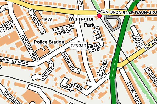 CF5 3AD map - OS OpenMap – Local (Ordnance Survey)
