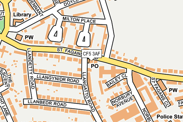 CF5 3AF map - OS OpenMap – Local (Ordnance Survey)