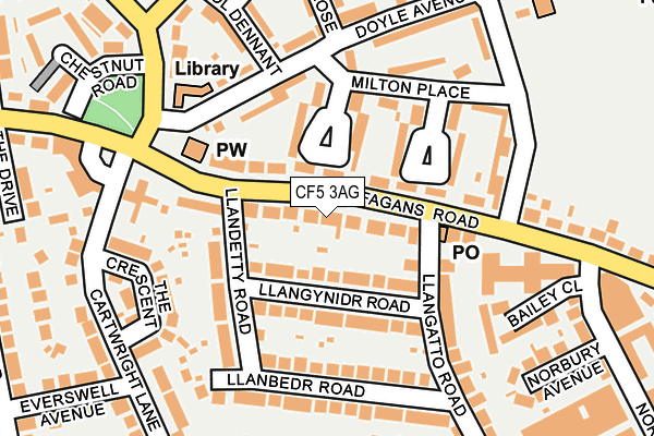 CF5 3AG map - OS OpenMap – Local (Ordnance Survey)