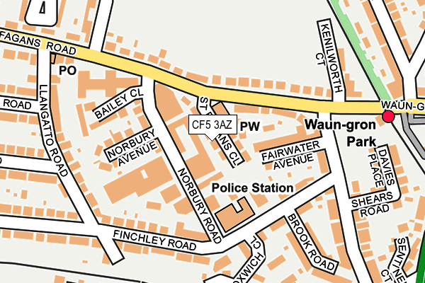 CF5 3AZ map - OS OpenMap – Local (Ordnance Survey)