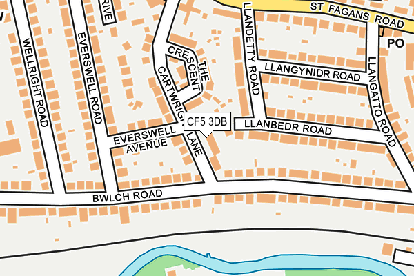 CF5 3DB map - OS OpenMap – Local (Ordnance Survey)