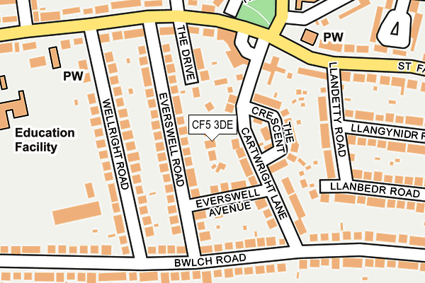 CF5 3DE map - OS OpenMap – Local (Ordnance Survey)