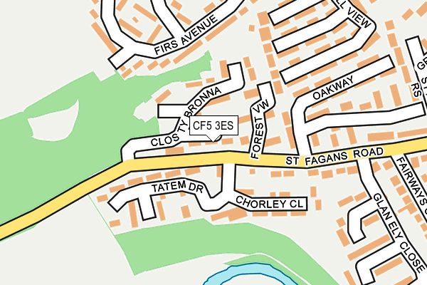 CF5 3ES map - OS OpenMap – Local (Ordnance Survey)