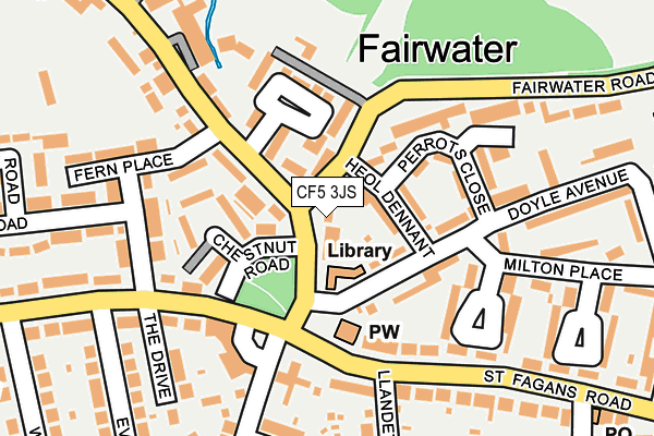 CF5 3JS map - OS OpenMap – Local (Ordnance Survey)