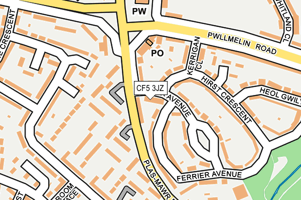 CF5 3JZ map - OS OpenMap – Local (Ordnance Survey)