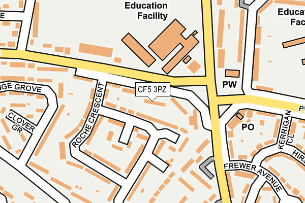 CF5 3PZ map - OS OpenMap – Local (Ordnance Survey)