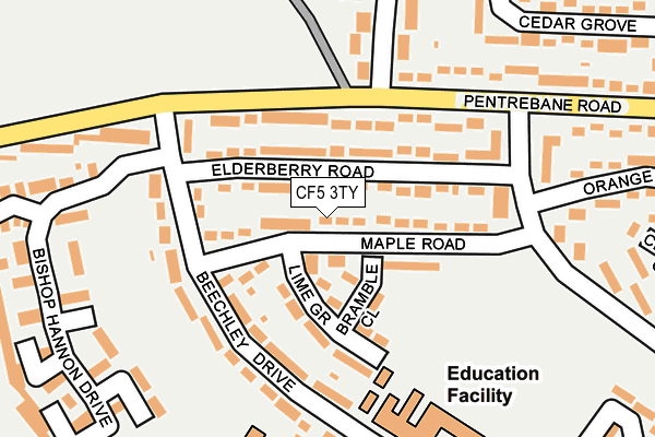 CF5 3TY map - OS OpenMap – Local (Ordnance Survey)