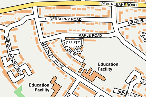 CF5 3TZ map - OS OpenMap – Local (Ordnance Survey)