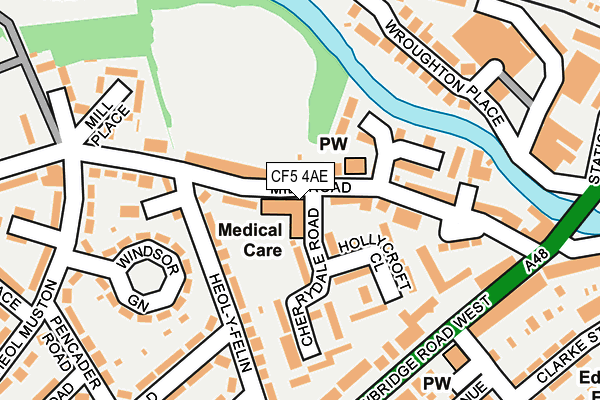 CF5 4AE map - OS OpenMap – Local (Ordnance Survey)