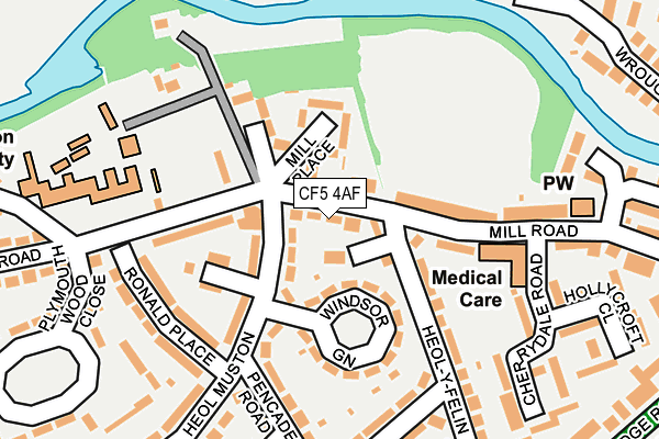 CF5 4AF map - OS OpenMap – Local (Ordnance Survey)