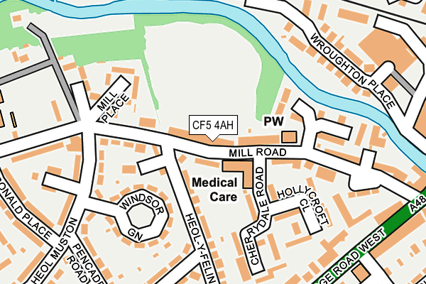 CF5 4AH map - OS OpenMap – Local (Ordnance Survey)