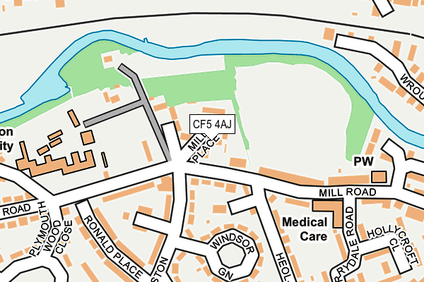 CF5 4AJ map - OS OpenMap – Local (Ordnance Survey)