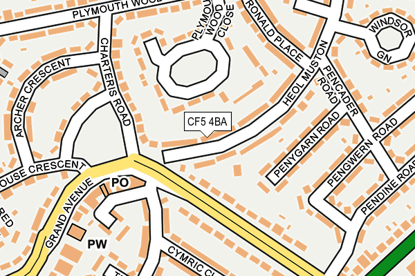 CF5 4BA map - OS OpenMap – Local (Ordnance Survey)