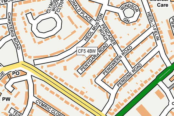 CF5 4BW map - OS OpenMap – Local (Ordnance Survey)