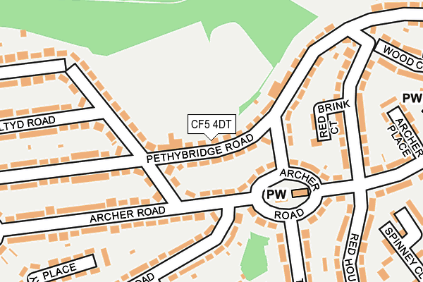 CF5 4DT map - OS OpenMap – Local (Ordnance Survey)