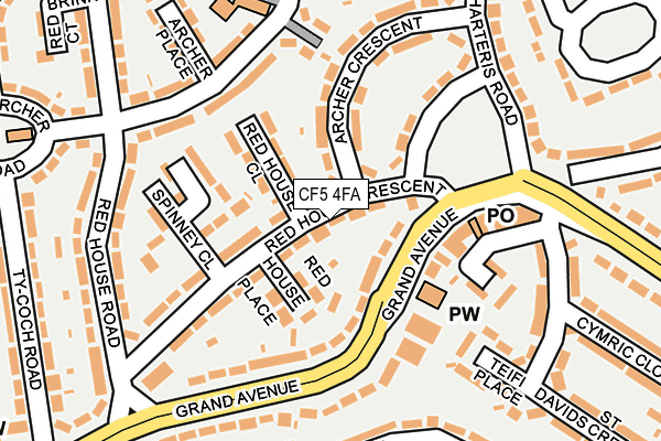 CF5 4FA map - OS OpenMap – Local (Ordnance Survey)