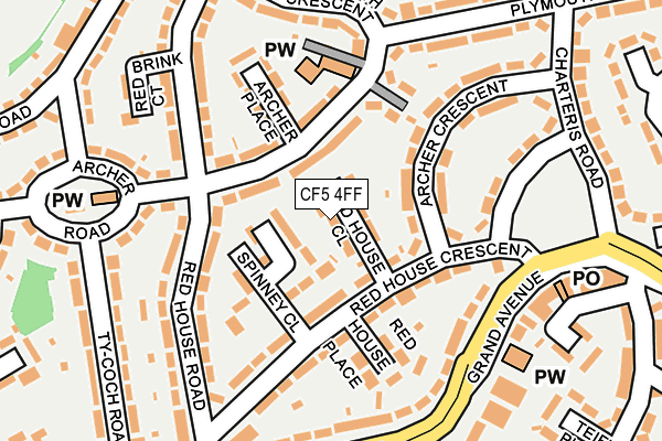 CF5 4FF map - OS OpenMap – Local (Ordnance Survey)