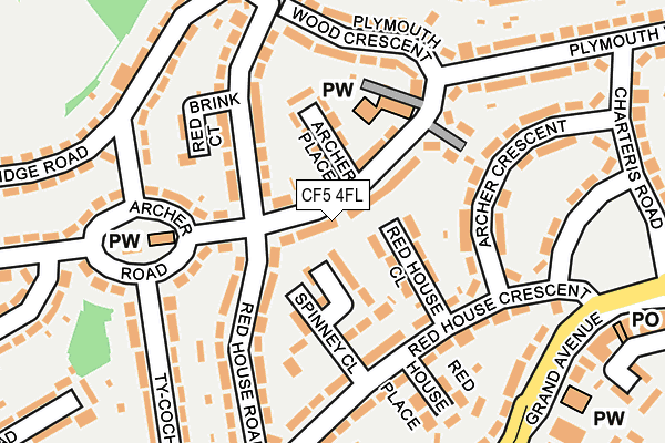 CF5 4FL map - OS OpenMap – Local (Ordnance Survey)