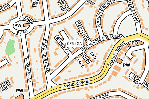 CF5 4GA map - OS OpenMap – Local (Ordnance Survey)