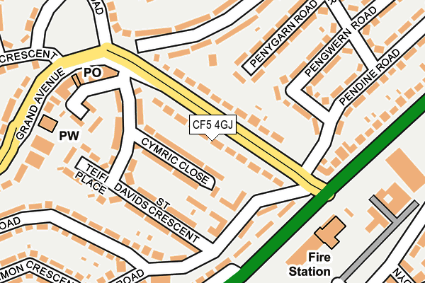 CF5 4GJ map - OS OpenMap – Local (Ordnance Survey)