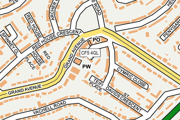 CF5 4GL map - OS OpenMap – Local (Ordnance Survey)