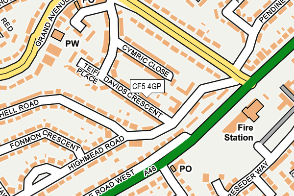 CF5 4GP map - OS OpenMap – Local (Ordnance Survey)