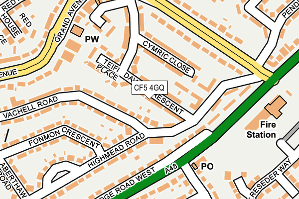 CF5 4GQ map - OS OpenMap – Local (Ordnance Survey)