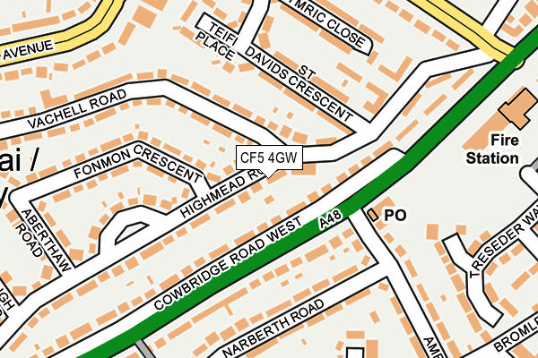 CF5 4GW map - OS OpenMap – Local (Ordnance Survey)
