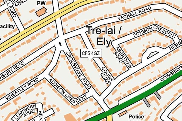 CF5 4GZ map - OS OpenMap – Local (Ordnance Survey)